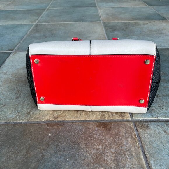 BCBGMaxAzria Red, Cream, and Black/DeepNave Calfskin Tote AMAZING CONDITION! - Picture 10 of 12